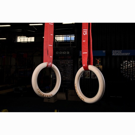 Купить Кольца гимнастические 32 мм красные стропы в Чапаевске 